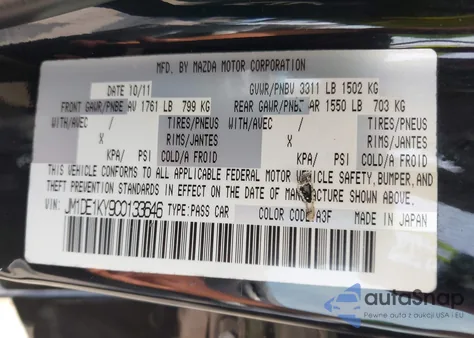 2012 Mazda Mazda2 Sport z USA, uszkodzony, nr VIN JM1DE1KY9C0133646